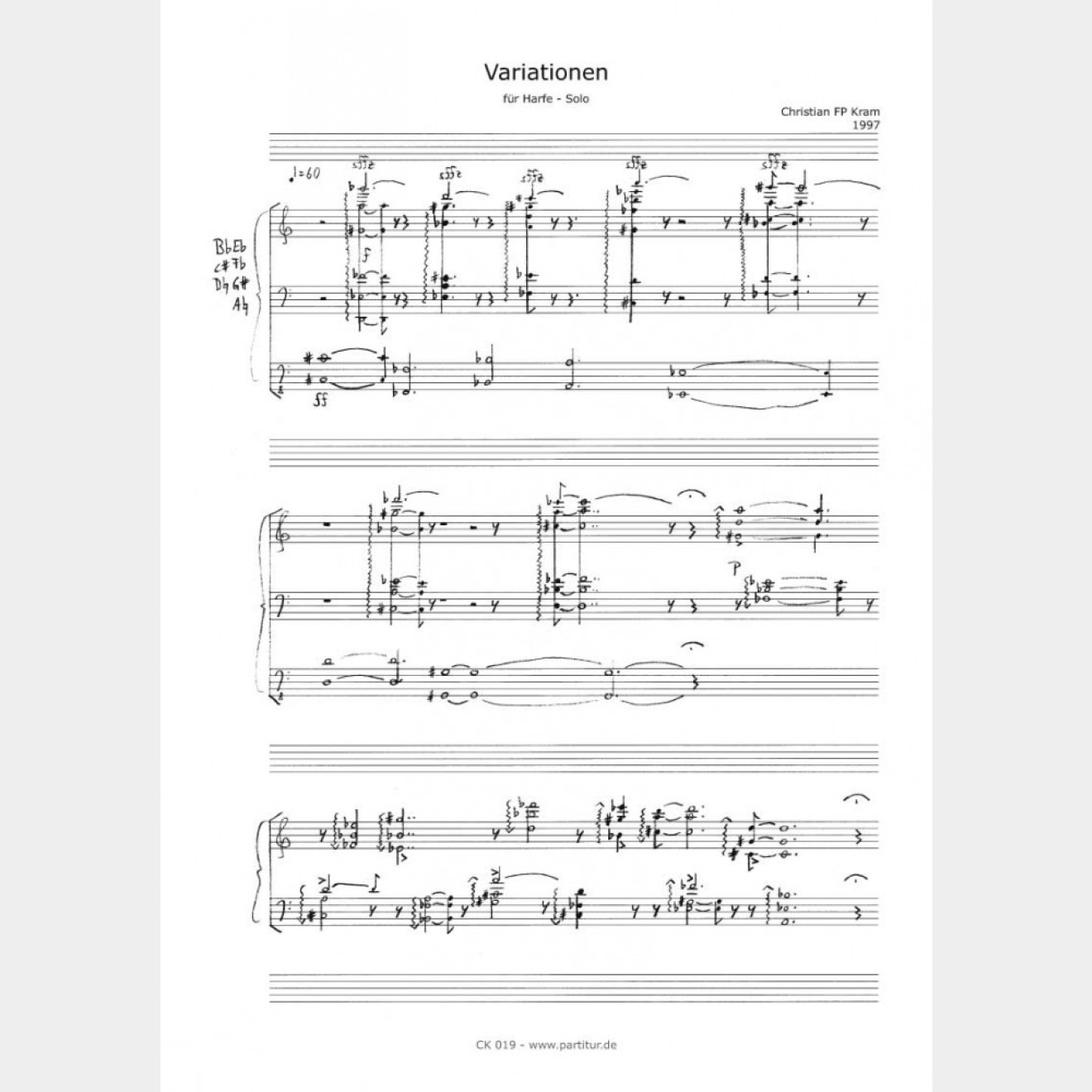 Variationen für Harfe, 16` (Ausgabe in A3)