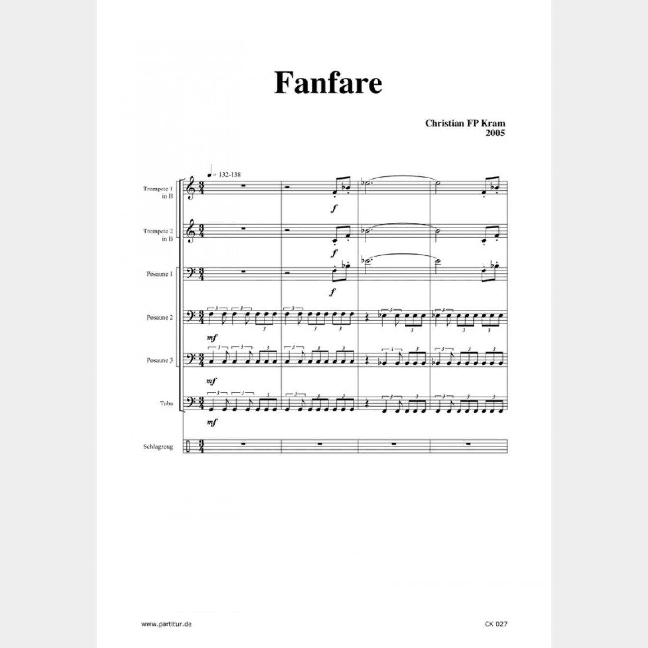 Fanfare, 1` (Partitur und Stimmen)