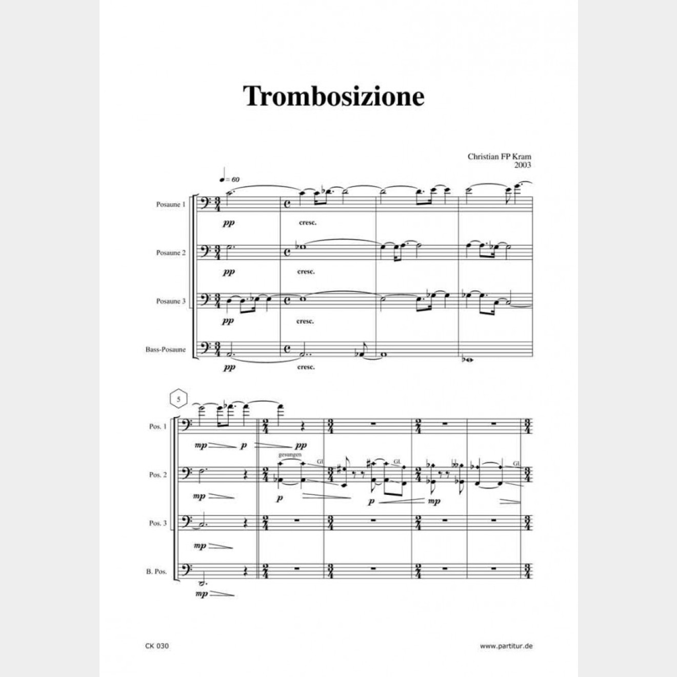 Trombosizione, 10` (Partitur und Stimmen)