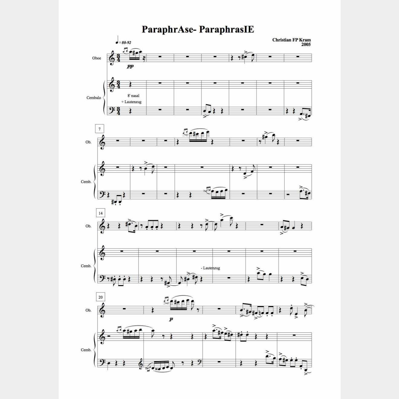 ParaphrAse - ParaphrasIE, 5` (Partitur und Stimme)