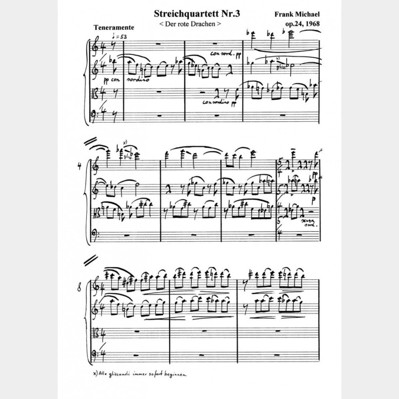 Streichquartett Nr.3 - `Der rote Drachen`, 10`30`` (Partitur und Stimmen)