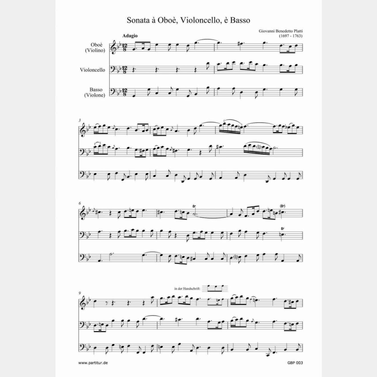 Sonata à Oboè, Violoncello è Basso (G-Moll, WD 692)