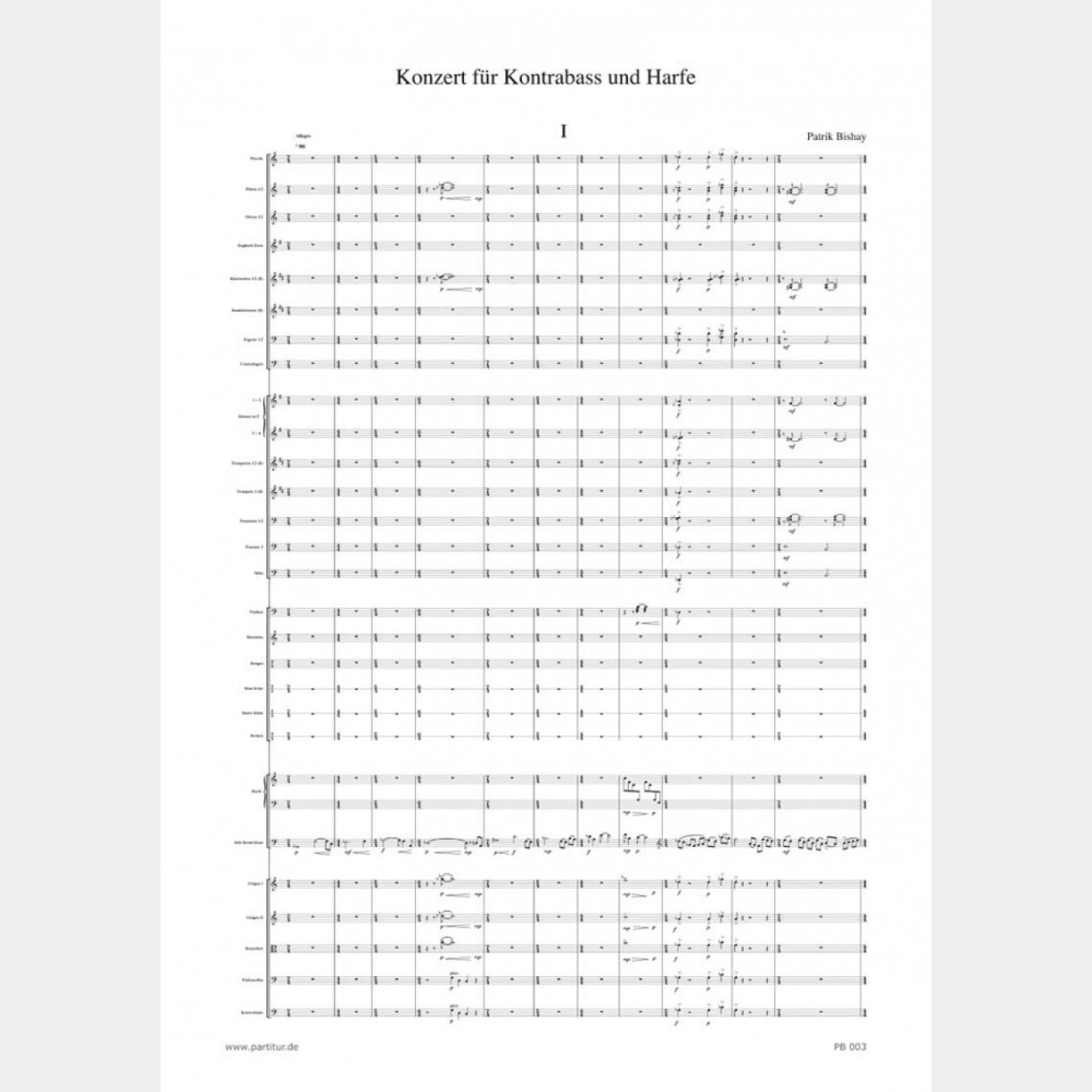 Konzert für Kontrabass, Harfe und Orchester, 23`