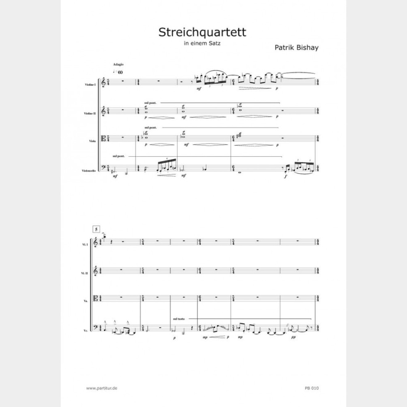 Streichquartett (Partitur und Stimmen), 6`