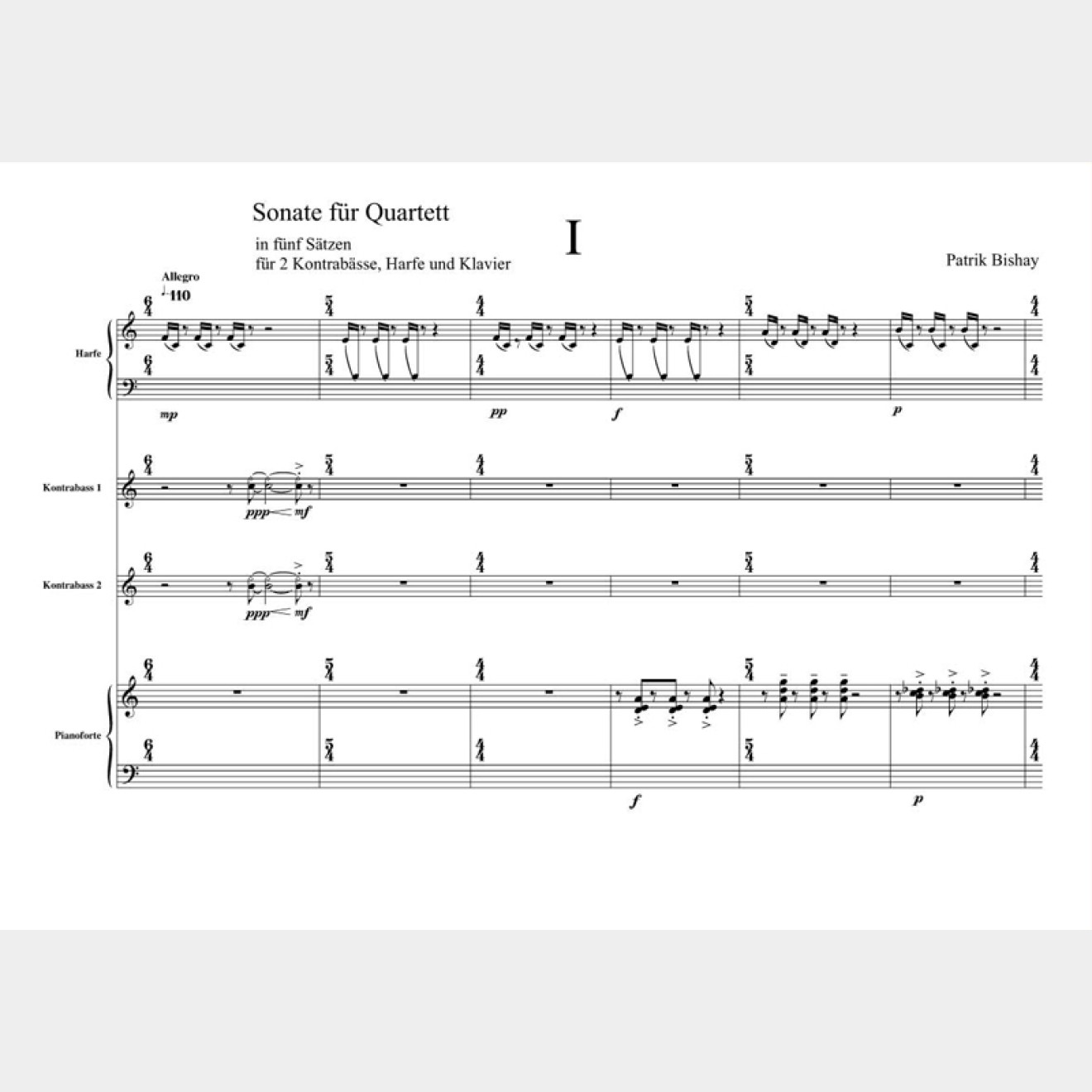 Sonate für Quartett (Partitur und Stimmen), 23`