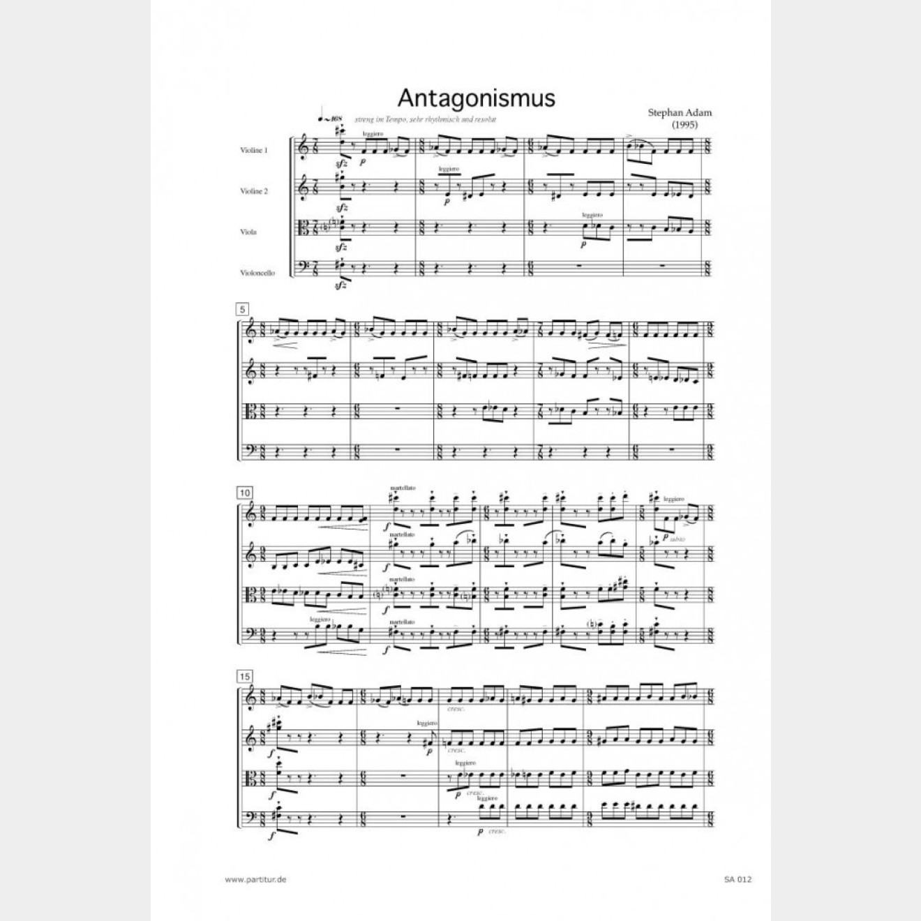 Streichquartett, 28` (Partitur und Stimmen)