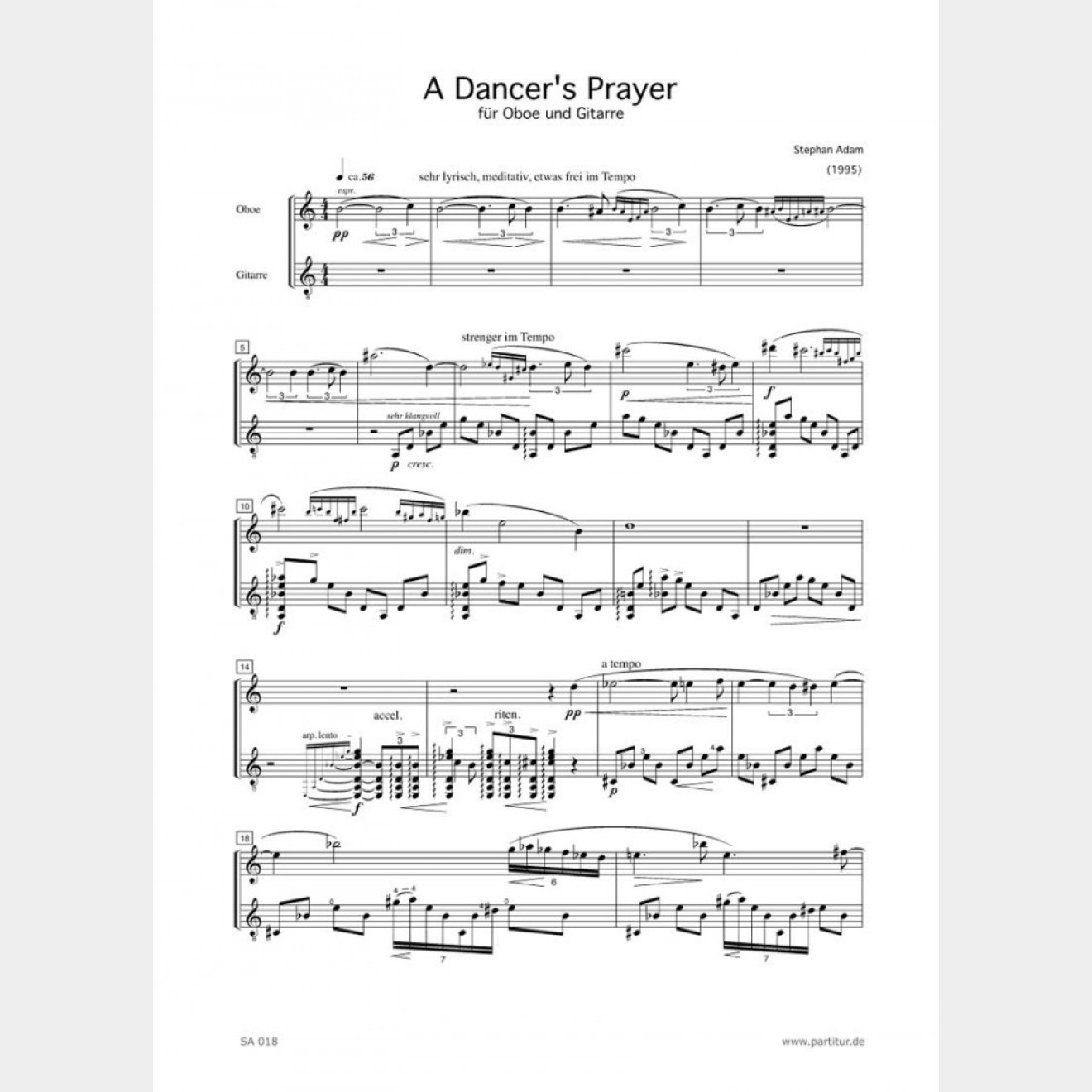 A Dancer`s Prayer, 8` (Partitur und Stimme)