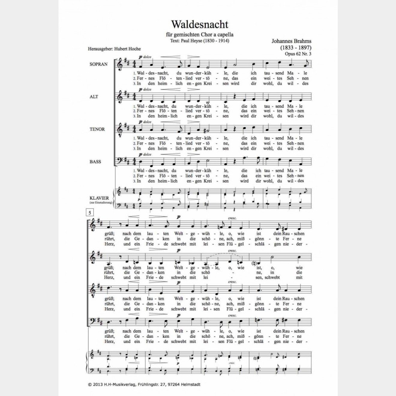 Waldesnacht Opus 62 Nr. 3, 5'