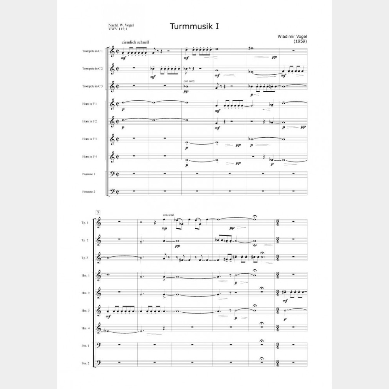 Turmmusik I-IV (Partitur und Stimmen), 10`