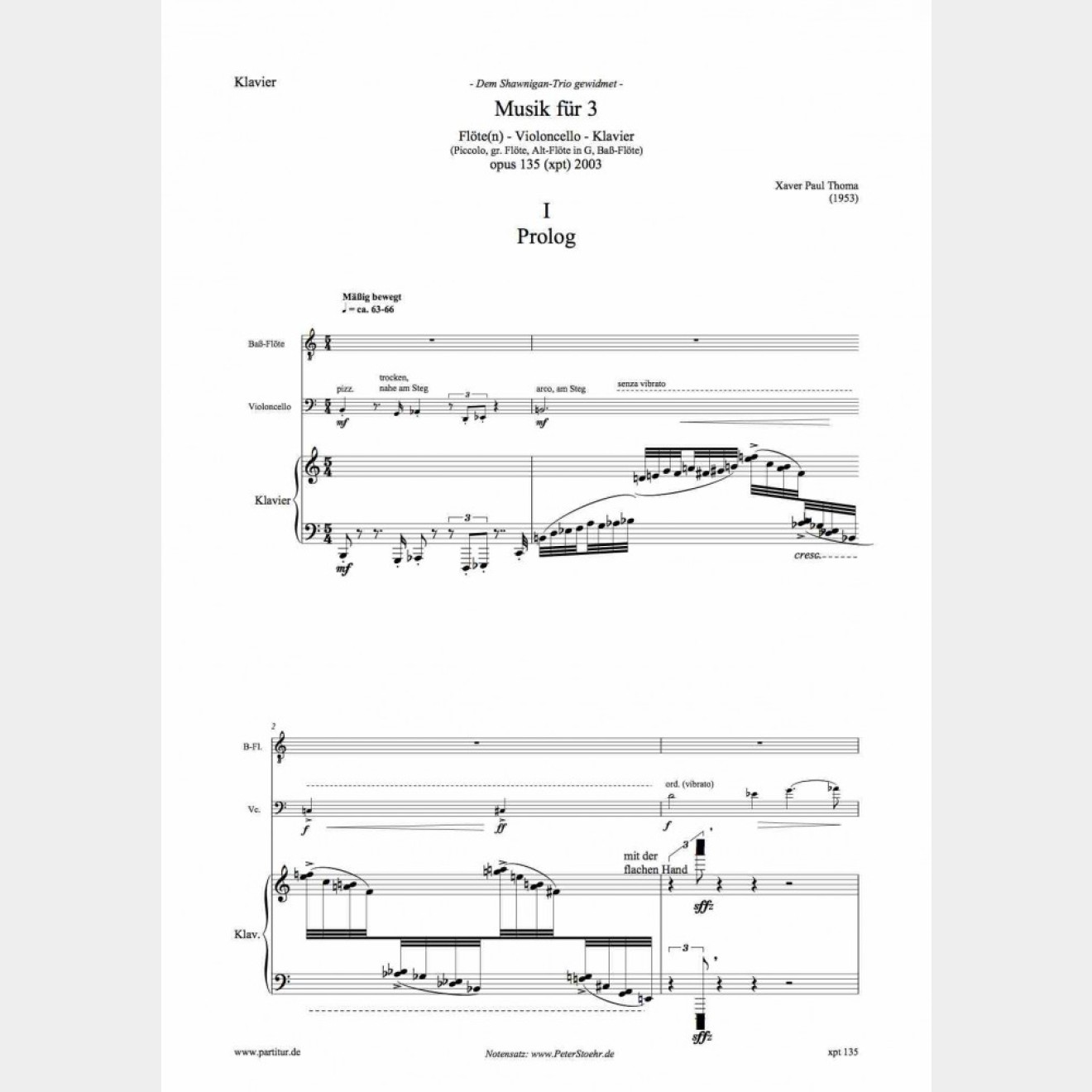 MUSIK für 3 opus 135 (Partitur und Stimmen), 19`