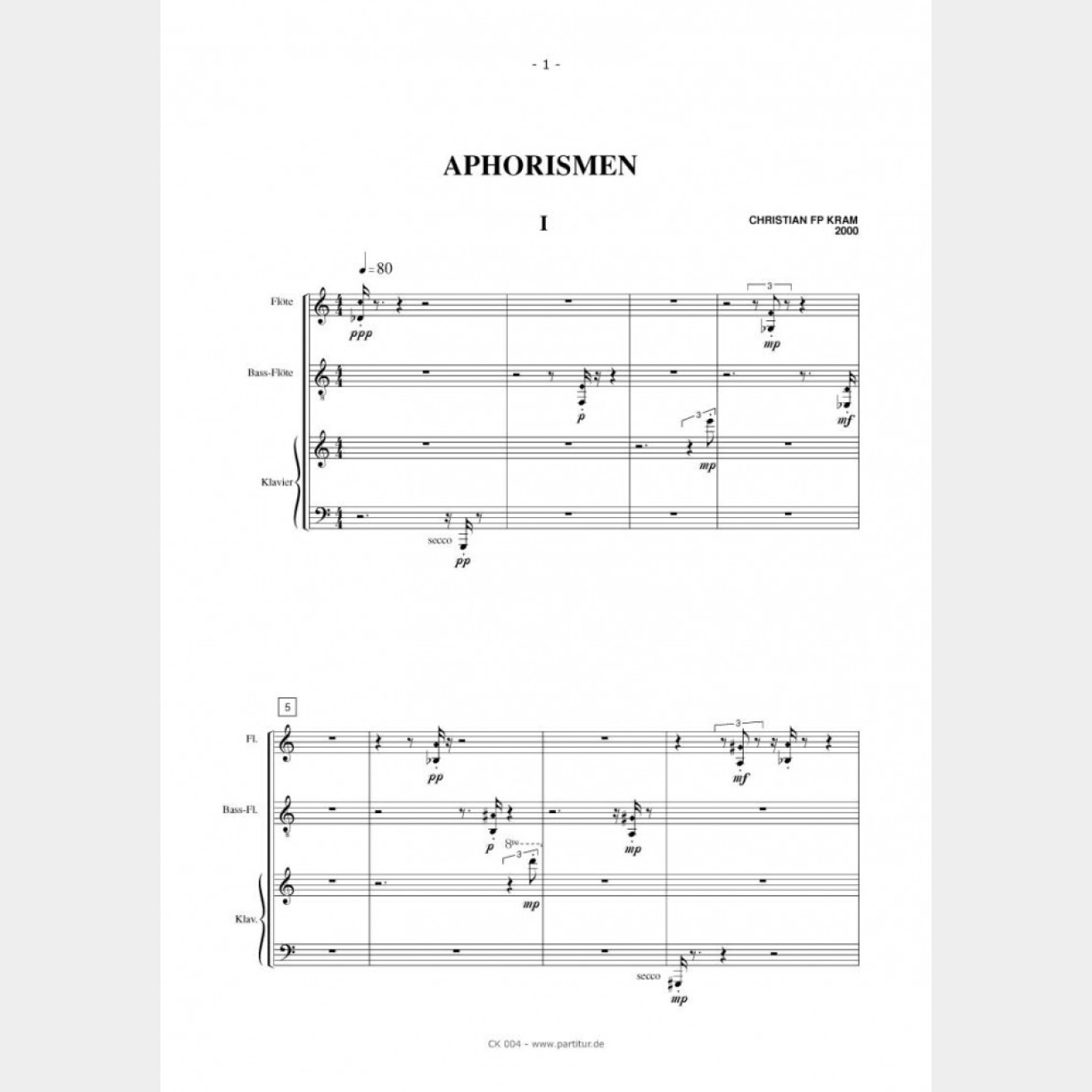 7 Aphorismen, 11` (Score and parts)