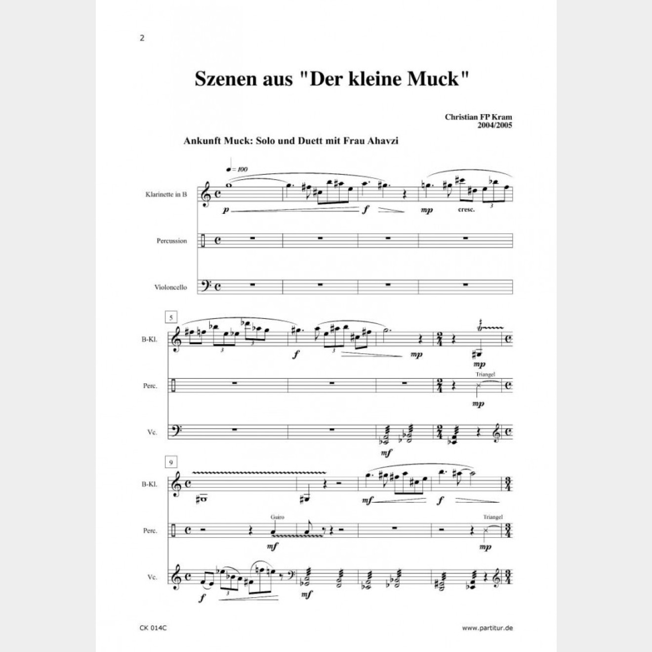 Ankunft Muck: Solo und Duett mit Frau Ahavzi, 2`25`` (Score)