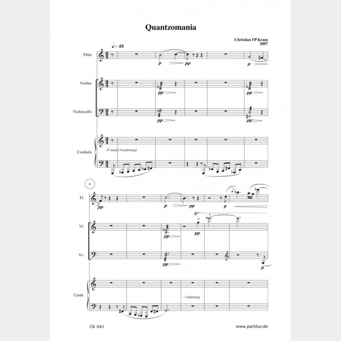 Quantzomania, 6` (Score and Parts)
