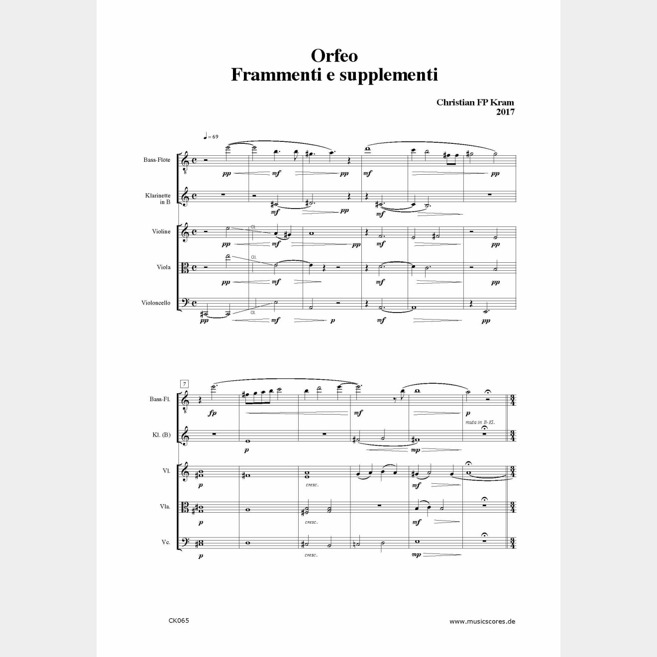 Orfeo-Frammenti e Supplementi, 21` (Score and Parts)