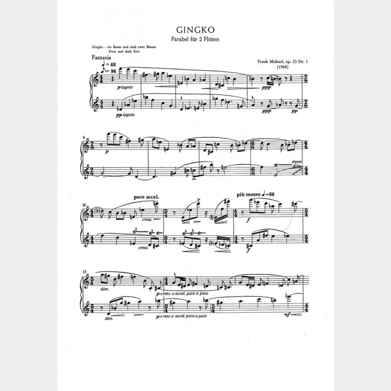 Gingko op. 23 Nr. 1, Parabel, 7` (2 Partituren)