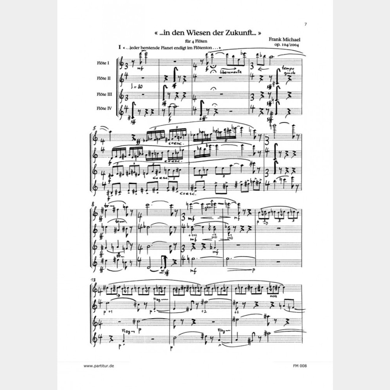 In den Wiesen der Zukunft op. 104, 10` (Score and Parts)