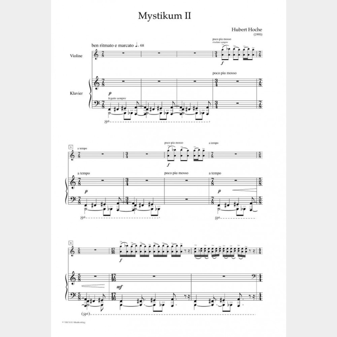 Mystikum II (Fassung für Violine und Klavier), 7`
