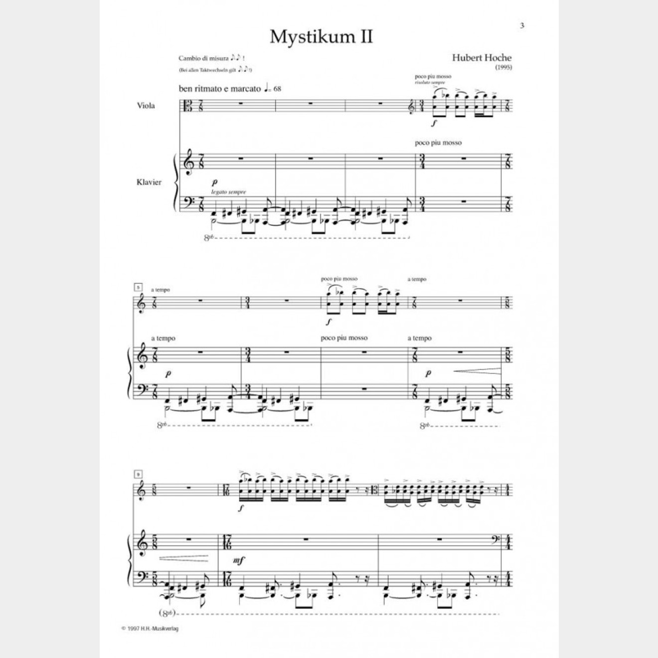 Mystikum II (version for viola and piano), 7`