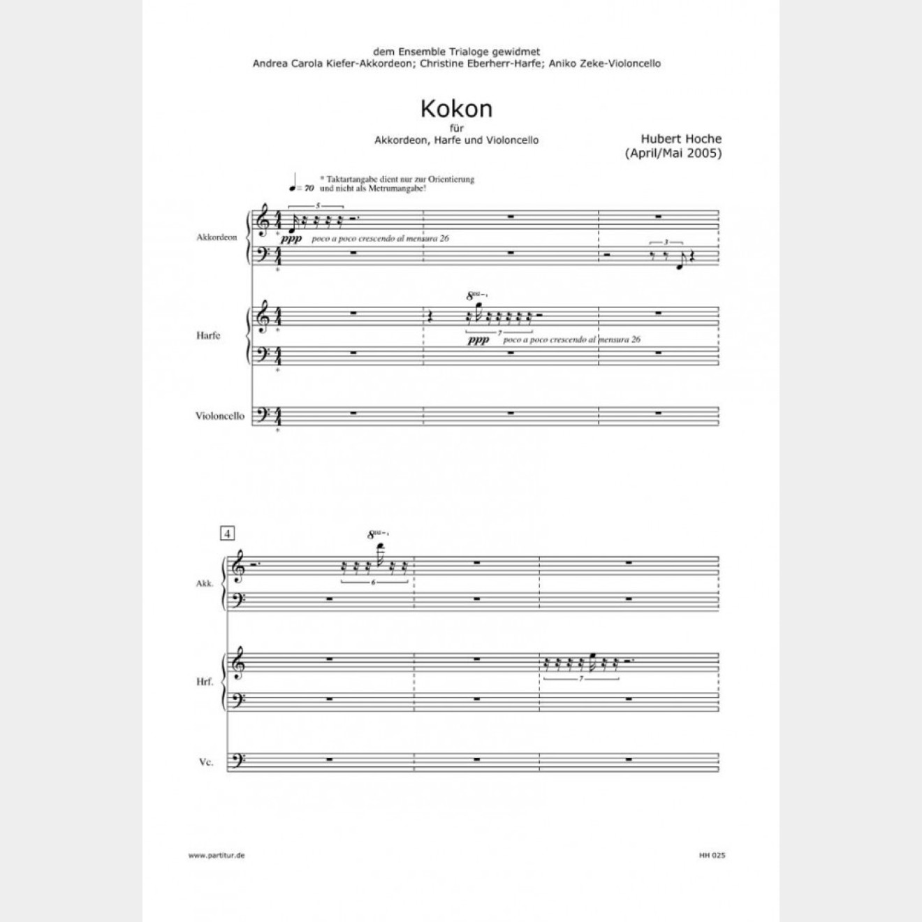 Kokon, 12` (score and parts)