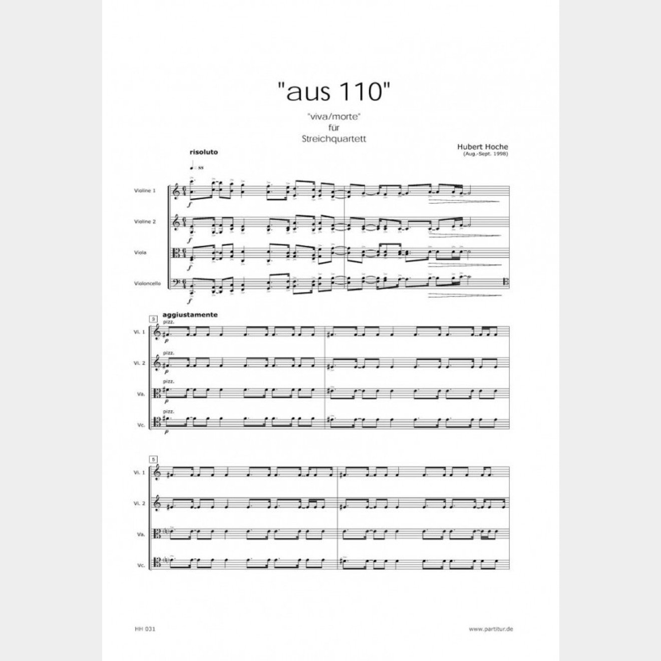 aus 110, 8` (Score and Parts)