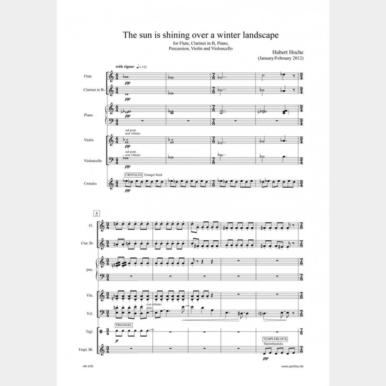 The sun is shining over a winter landscape, 11` (Score and Parts)