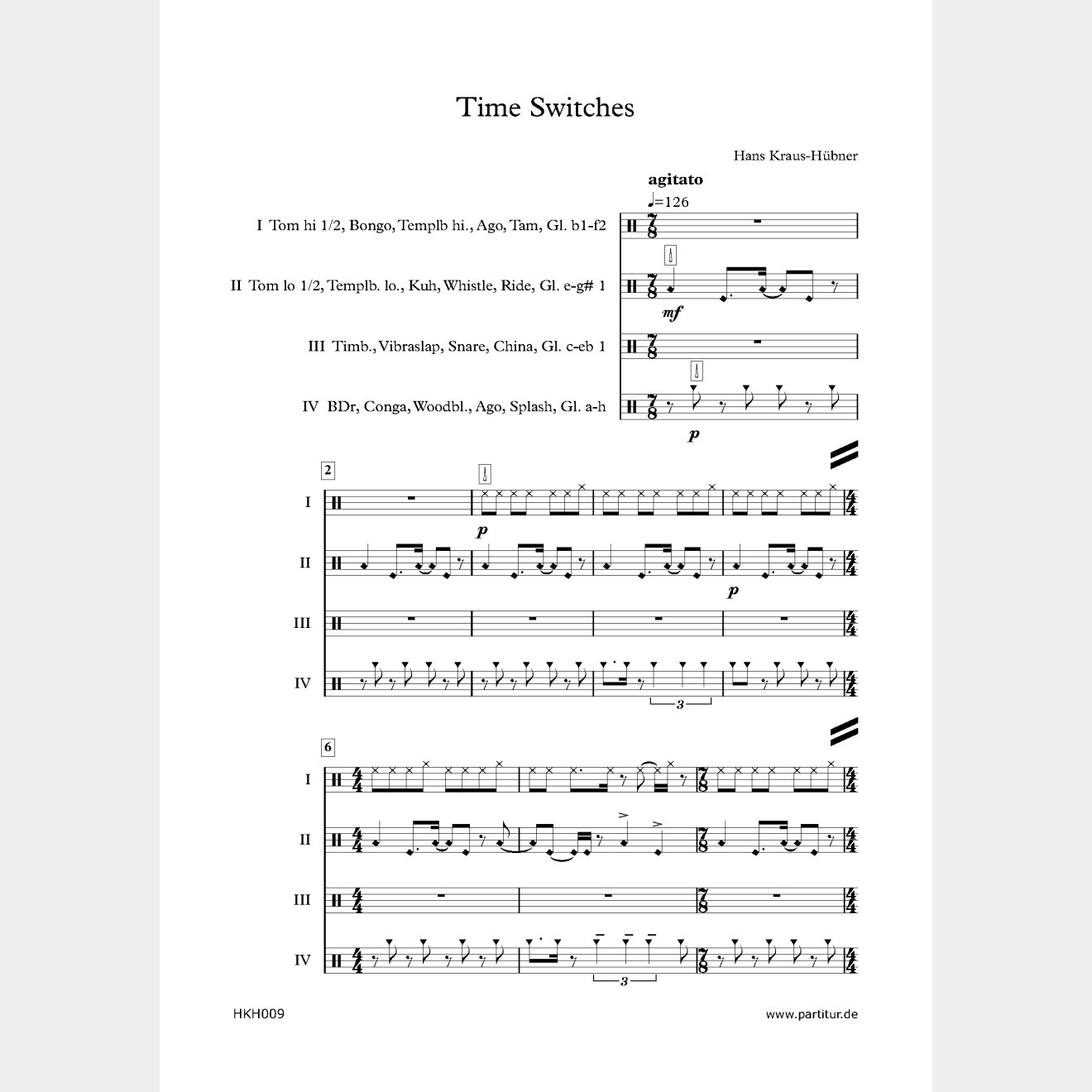 Time Switches (score and parts), 6`