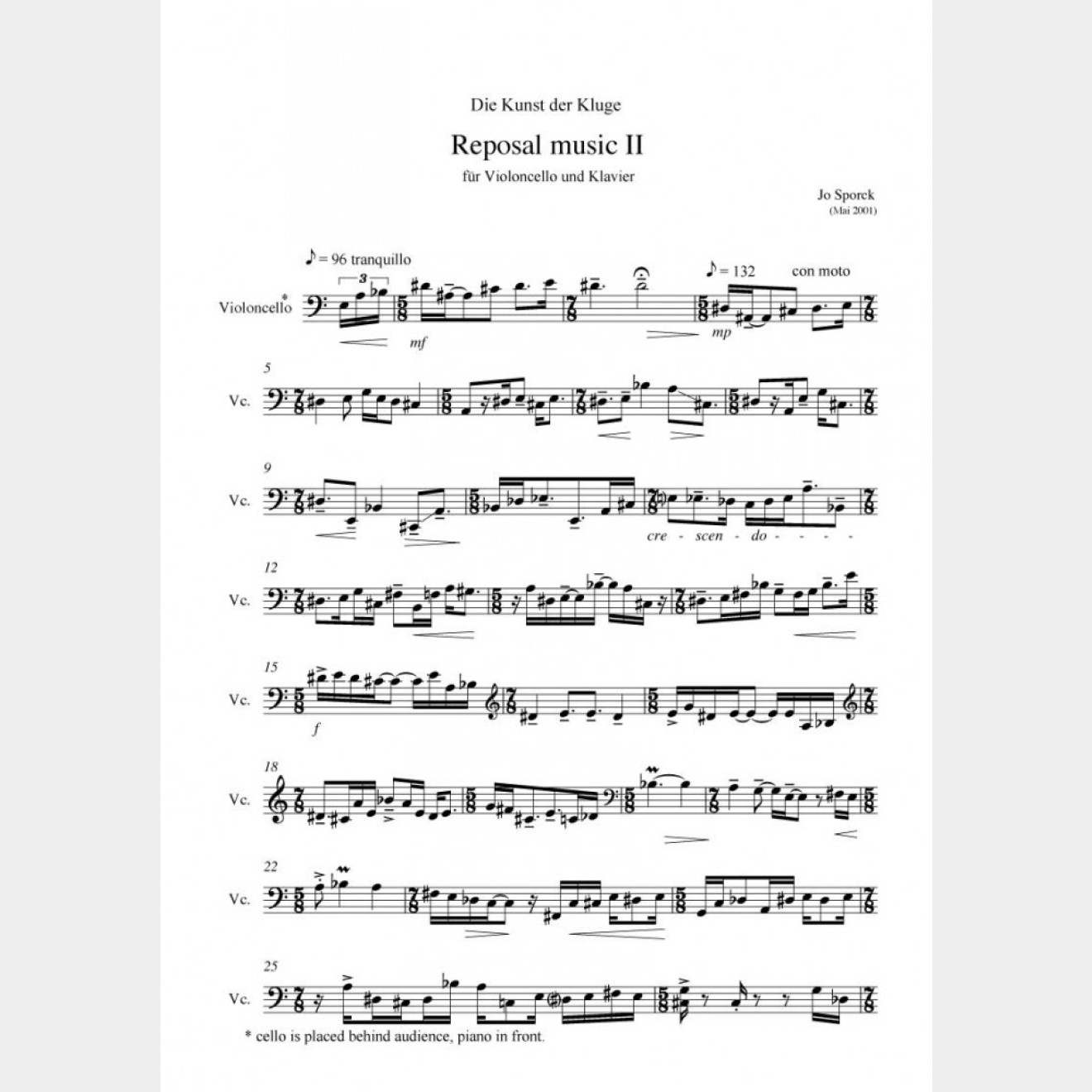 Reposal music II (Score and Parts), 9`