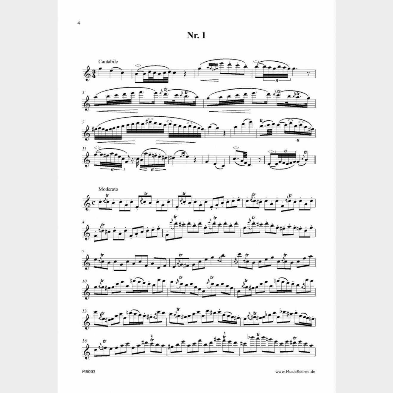 12 Caprices for flute (Pierre Rode)