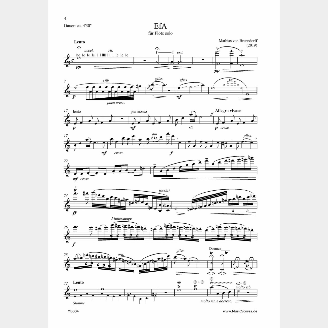 EfA for flute, 4'