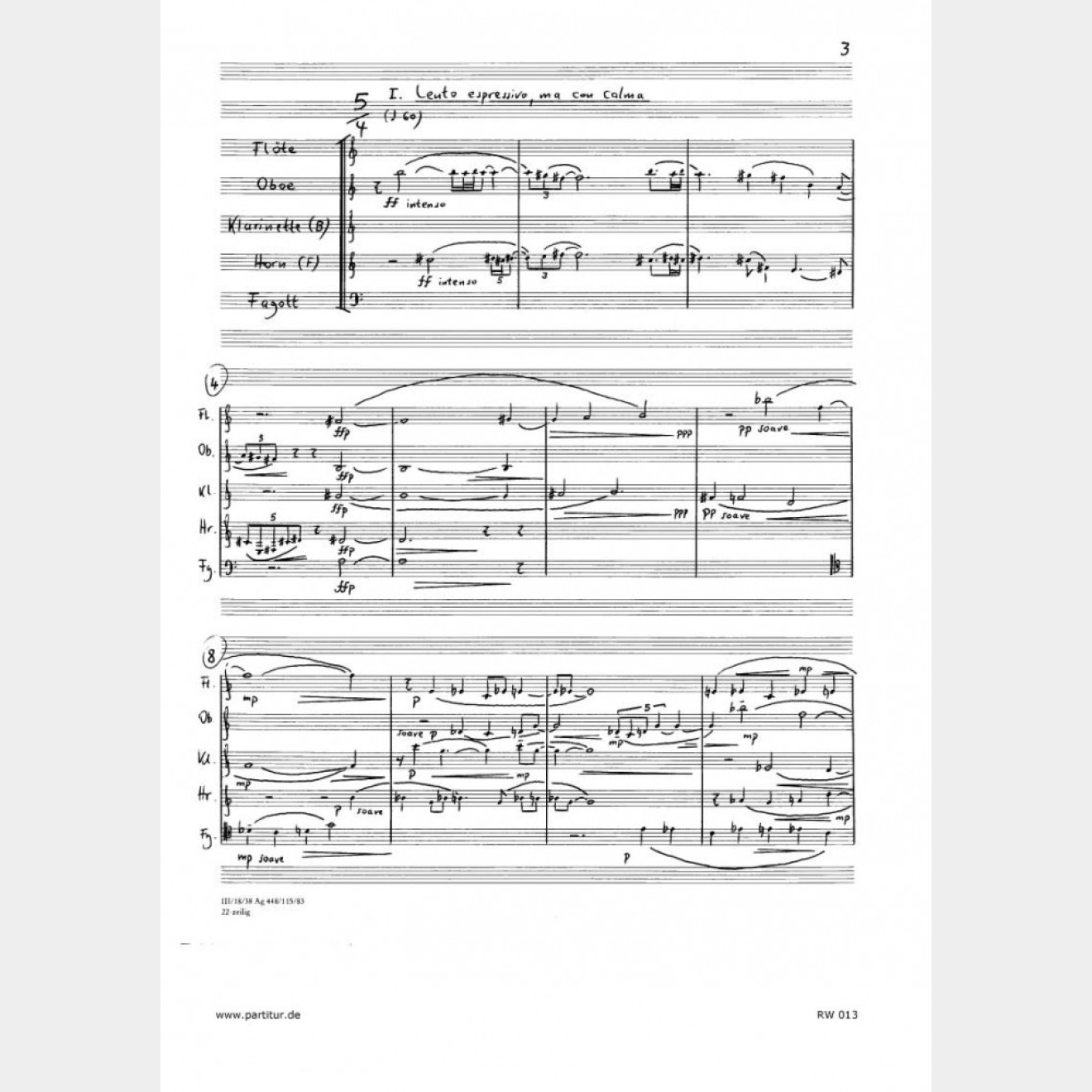 Seebilder-Metamorphosen for wind quintet (Score and Parts), 13`