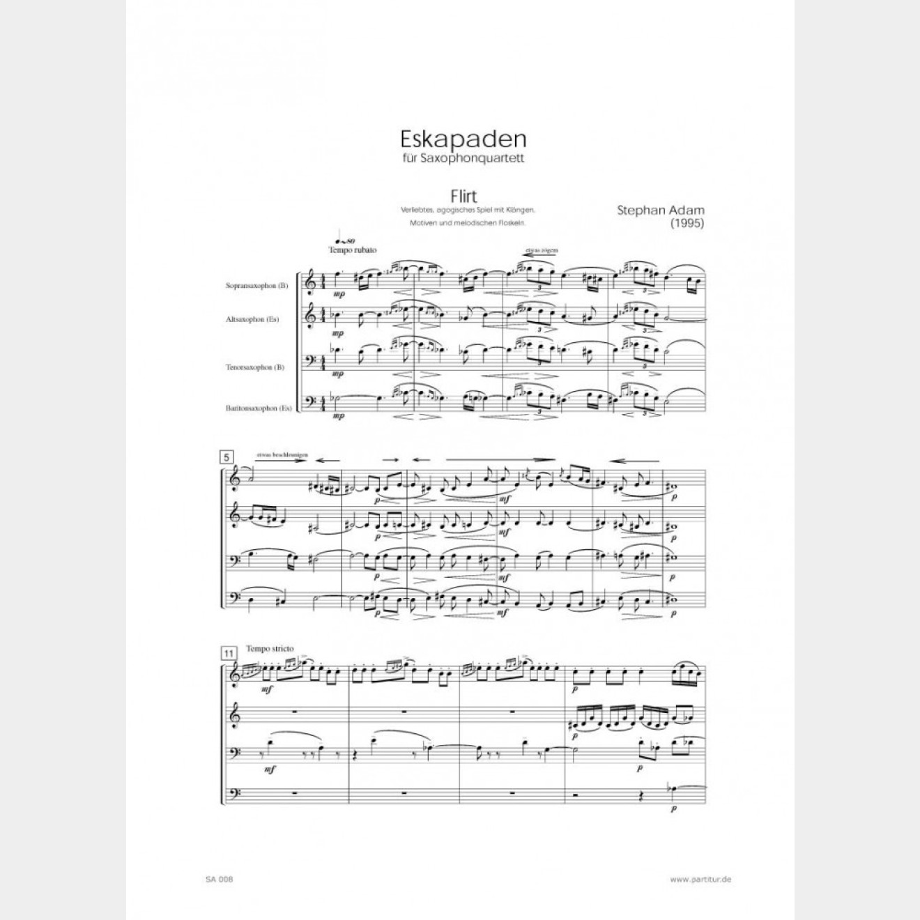 Eskapaden, 12` (Score and Parts)