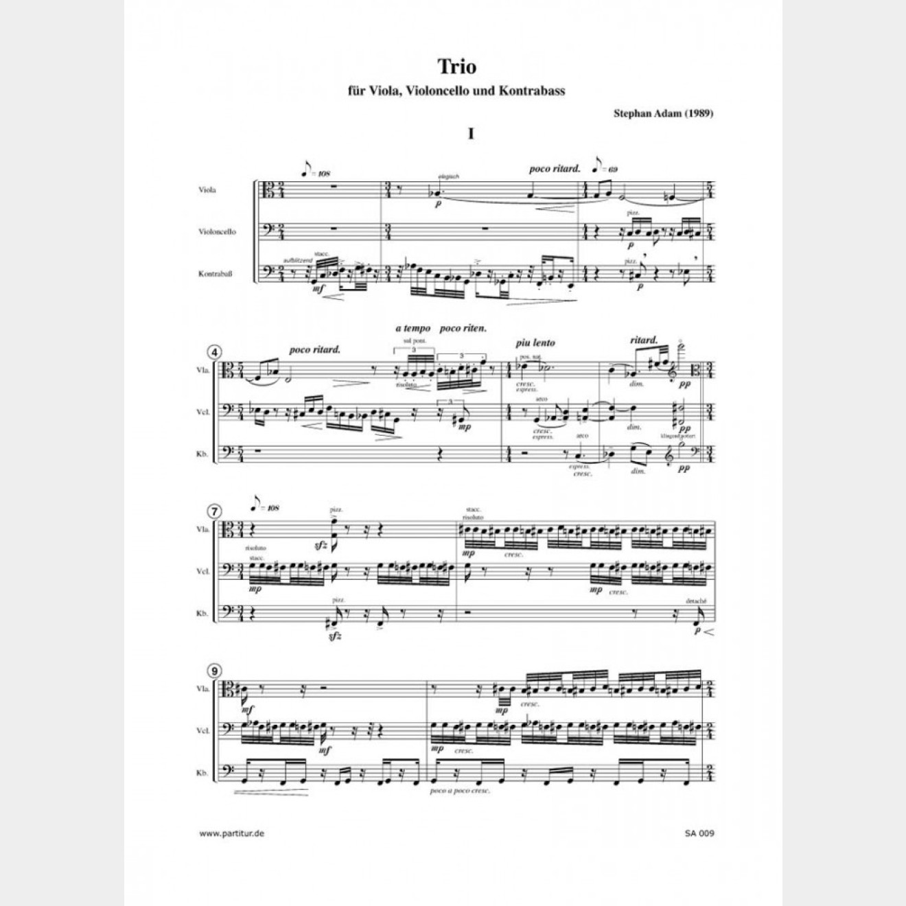 Trio, 16` (Score and Parts)