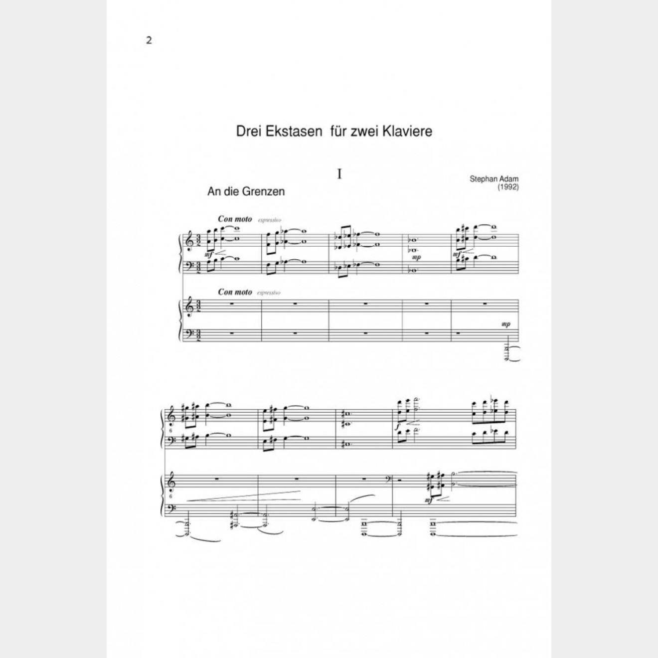 Drei Ekstasen, 12` (Score and Part)