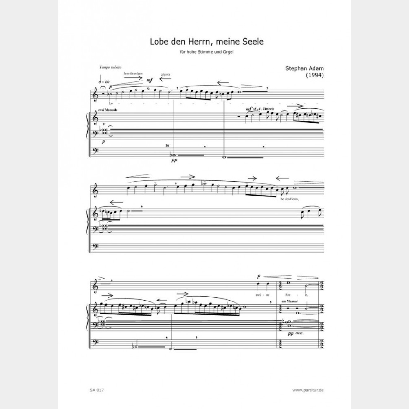 Lobe den Herrn, meine Seele, 8` (Score and Part)