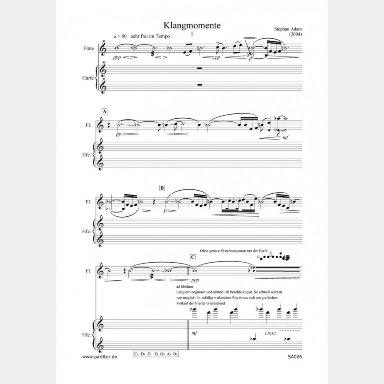 Klangmomente, 12` (Score and Part)