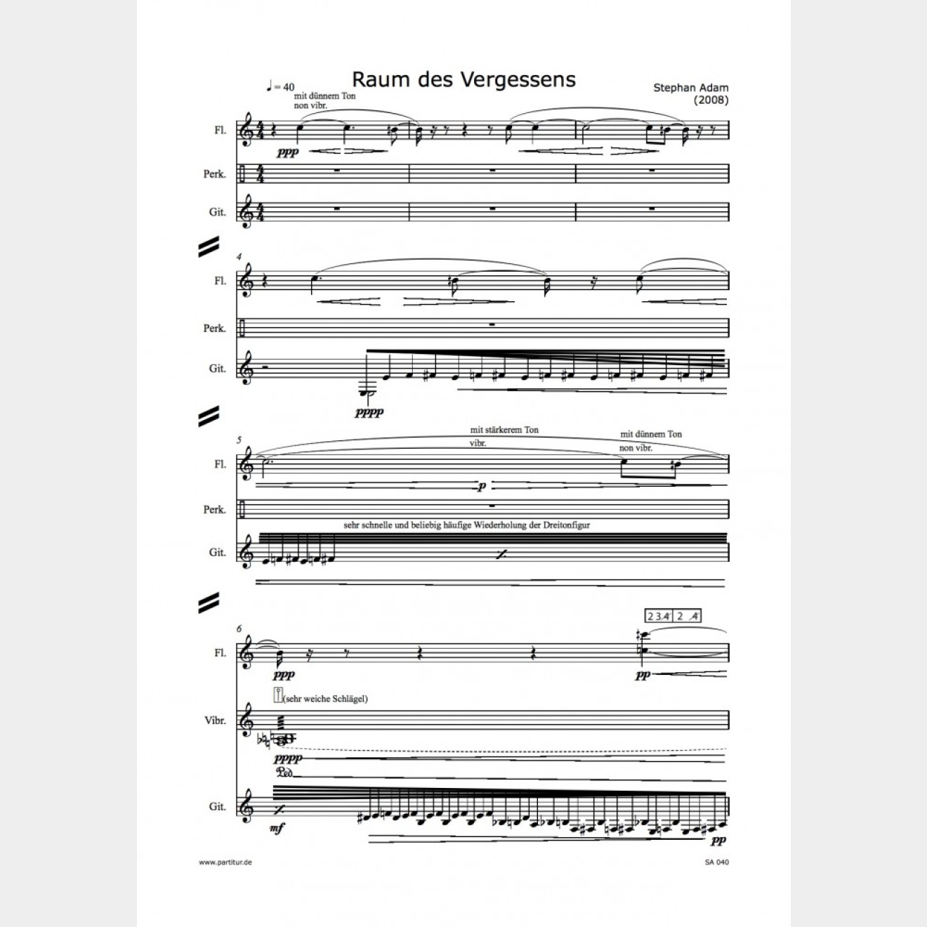 Raum des Vergessens, 6` (Score and Parts)