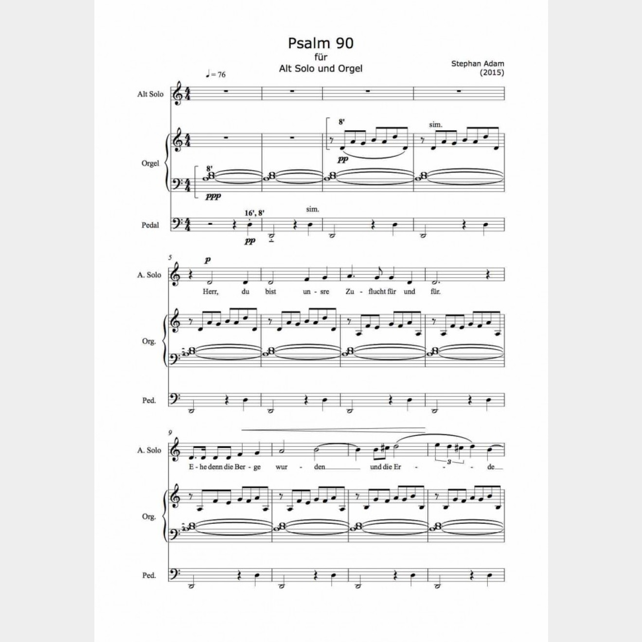 Psalm 90, 8` (Score and Part)