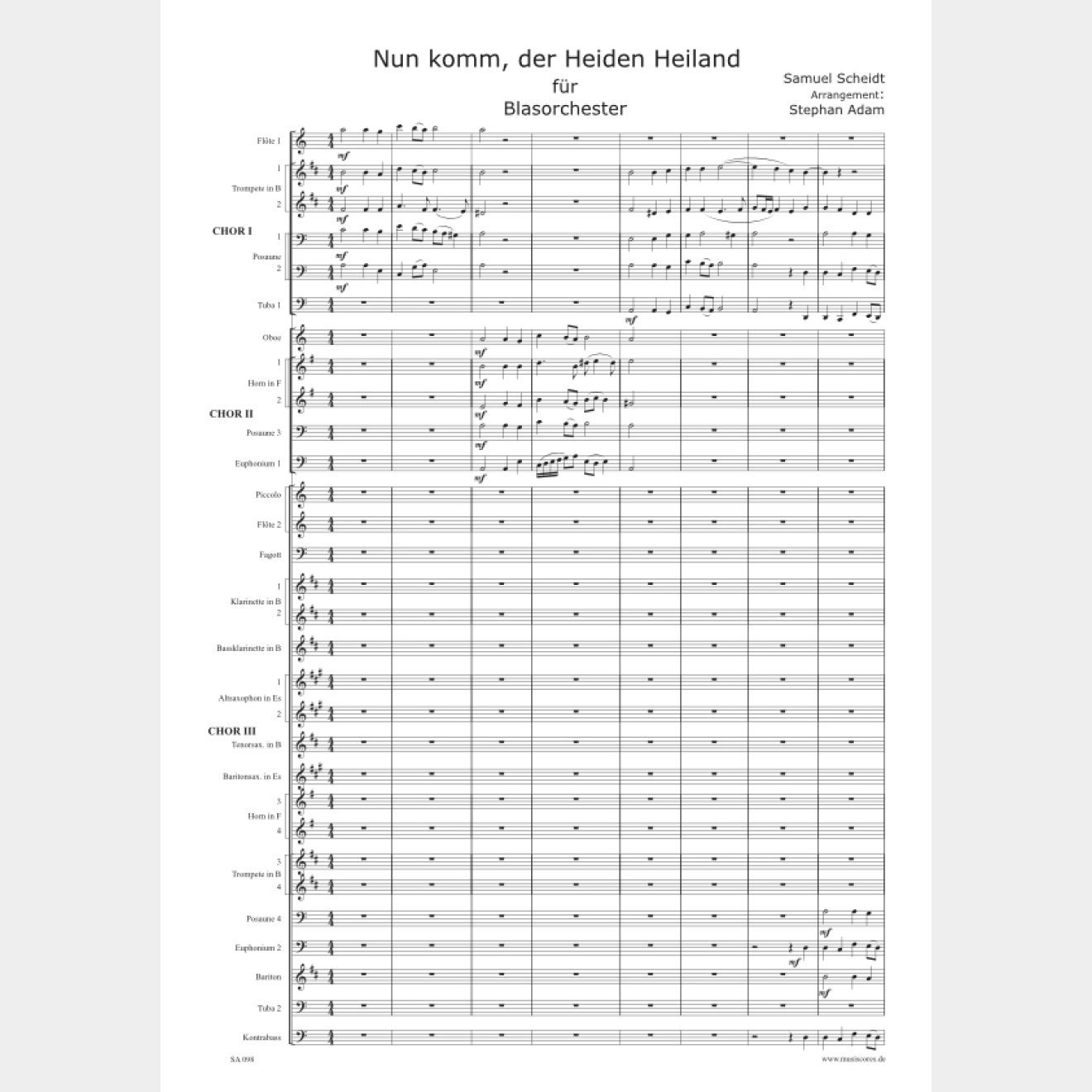 Nun komm der Heiden Heiland, 5', (score and parts))