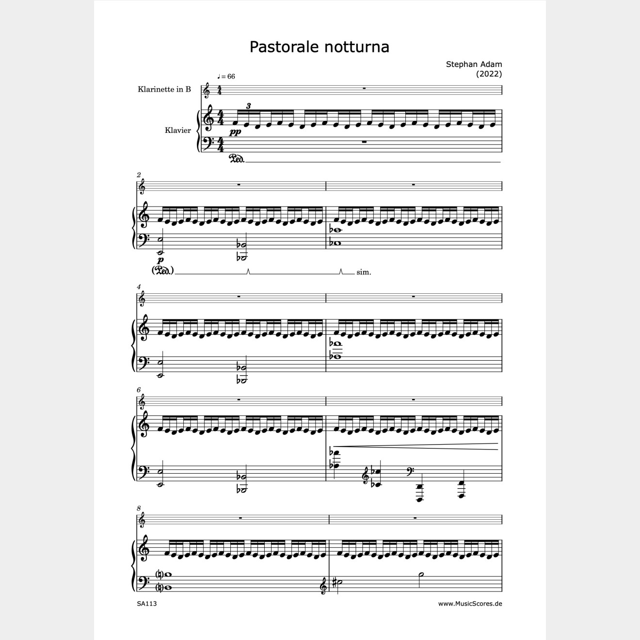 Pastorale notturna, 9` (Score and Part)