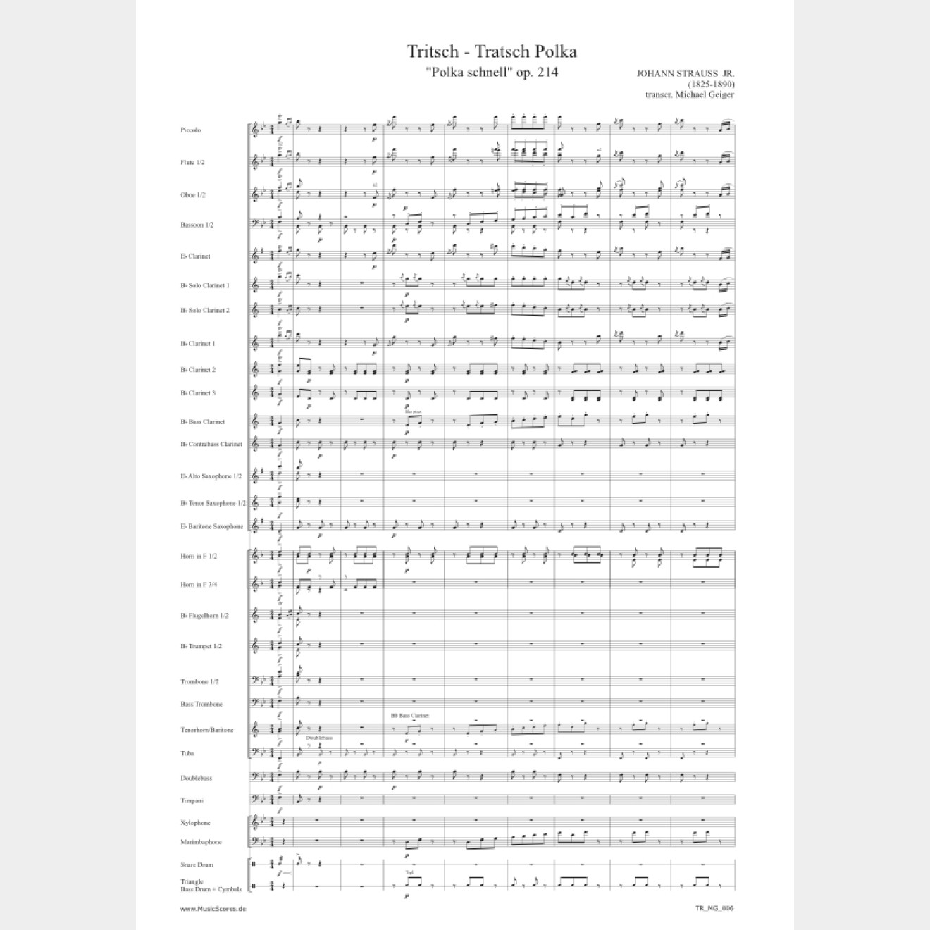 Tritsch Tratsch Polka, 3', (score and parts)