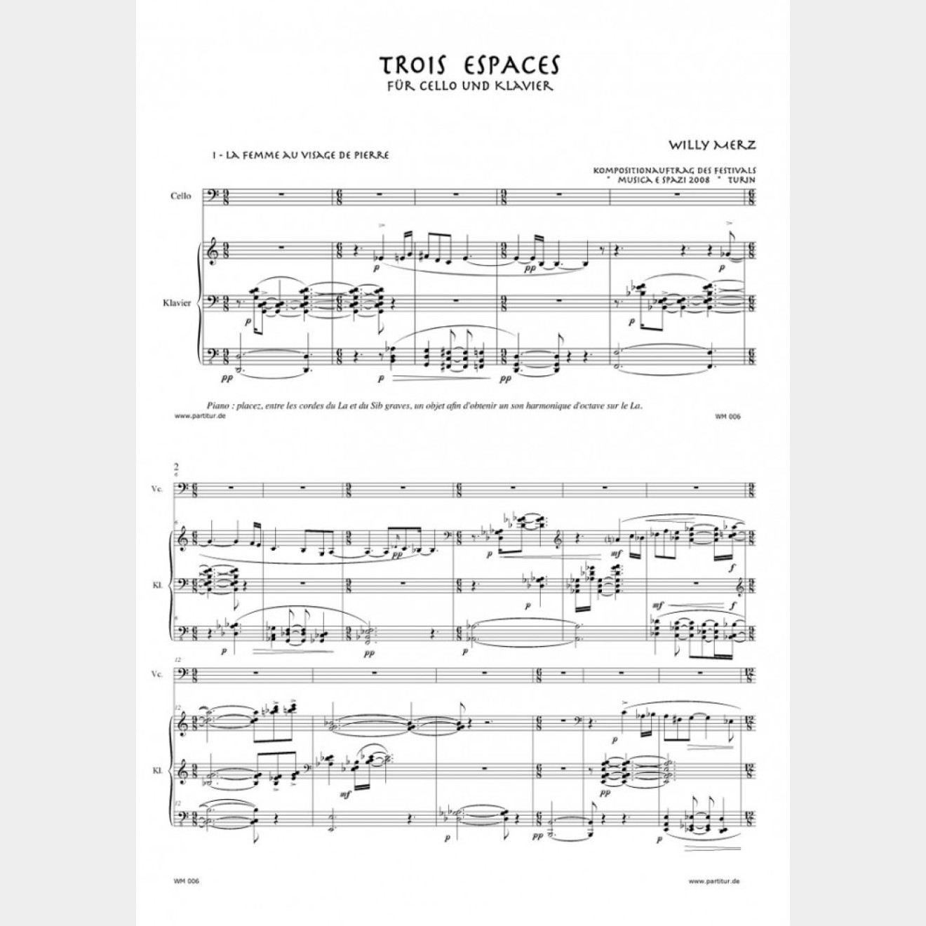 TROIS ESPACES (Score and Part), 15`
